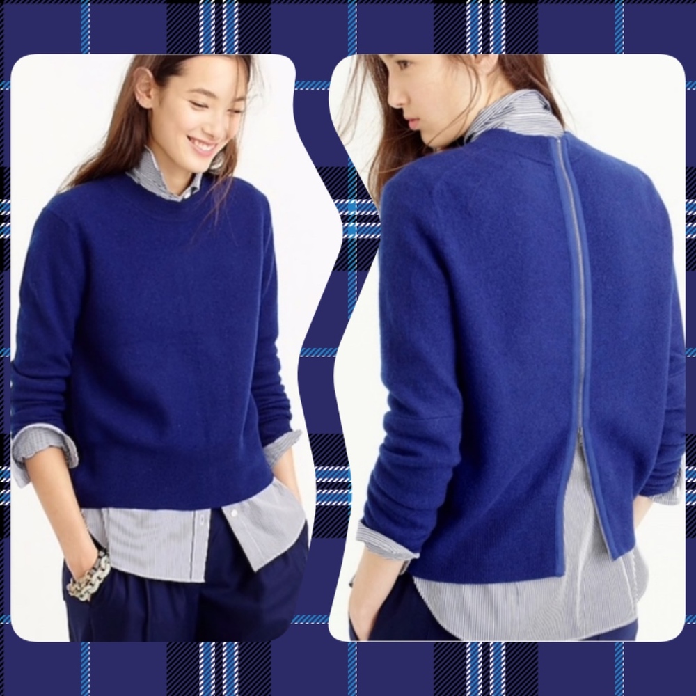 J.Crew Wool Crew Neck/Back-Zip Sweater